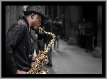 Ulica, Mężczyzna, Saksofon